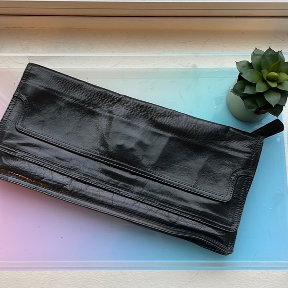 BOTTEGA VENETA Vintage 80s Italian Leather and silk handmade clutch bag - Picture 1 of 13